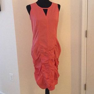 Melon colored sleeveless dress